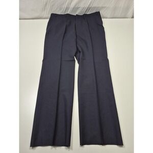 John Alexander Dress Pants Men's 46x36 Blue Wool Flat Front Unhemmed Made in USA